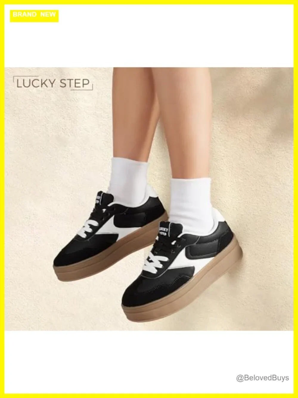 Women's Platform Retro Chunky Sneakers with Faux Leather and Suede